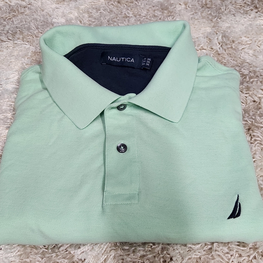 Nautica Mint Light Green Mens Golf Polo Shirt Short Sleeves XXL EUC